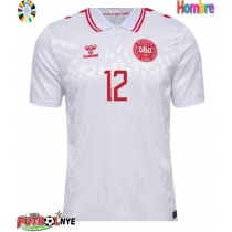 Camiseta Dinamarca Kasper Dolberg #12 Visitante Equipación Eurocopa 2024 manga corta